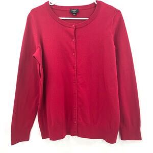 Talbots Woman Basic Pima Cotton Cardigan Sweater, Cool Red, Sz. X